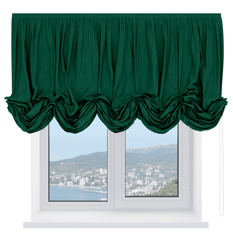 Австрийская штора «Кортин», вельвет зеленый
