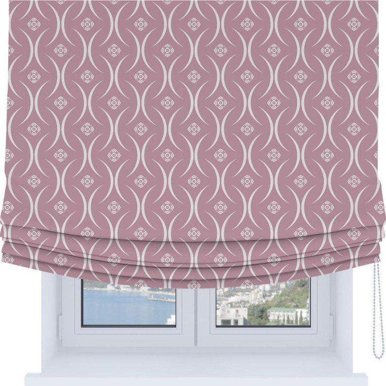 Римская штора Soft с мягкими складками, «Воздушный узор розовый»